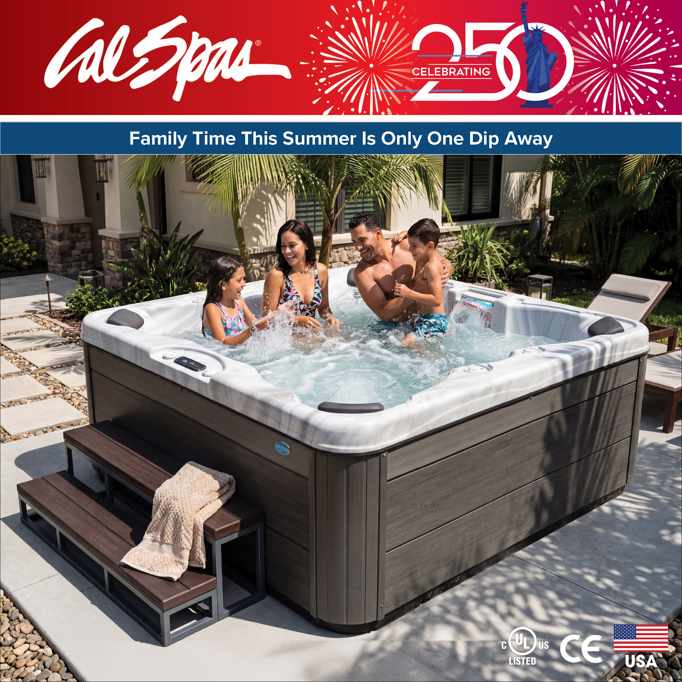 Calspas hot tub being used in a family setting - Surrey
